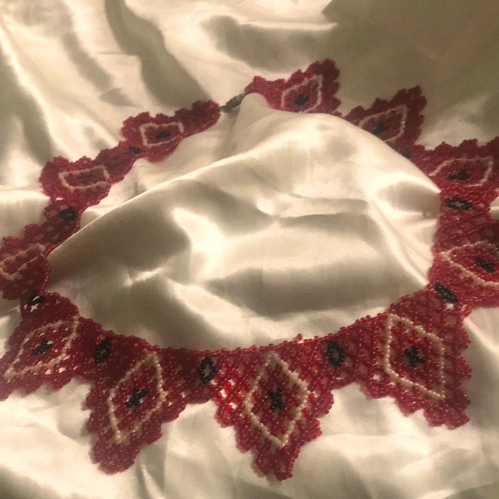 Hand embroidered collar necklace